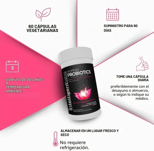 Vista 5 de Probióticos y prebióticos para mujeres, apoyo vaginal y urinario, suministro para 60 días