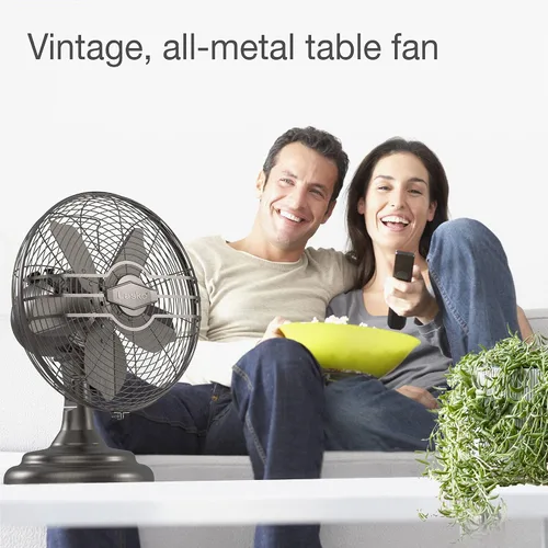 Vista 3 de Lasko Ventilador de mesa oscilante, portátil, 3 velocidades silenciosas, para dormitorio, cocina y oficina, 17 pulgadas, bronce, R12210 y ventilador