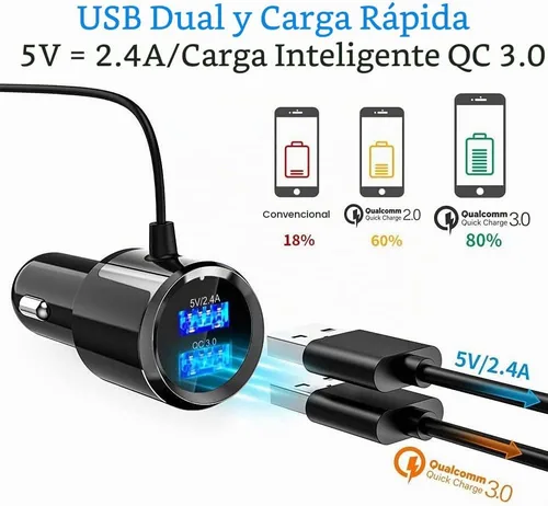 Vista 2 de Transmisor FM Bluetooth 5.0 manos libres kit de coche con carga rápida QC 3.0 adaptador de radio de coche con micrófono CVC reducción de ruido