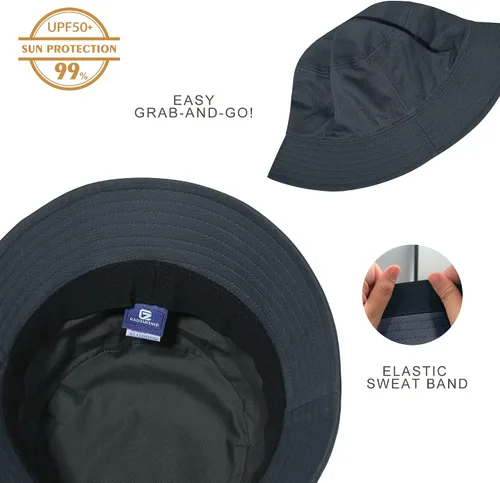 Vista 24 de GADIEMKENSD Sombrero de pescador 100% algodón, unisex, protección solar UPF 50, ligero, plegable