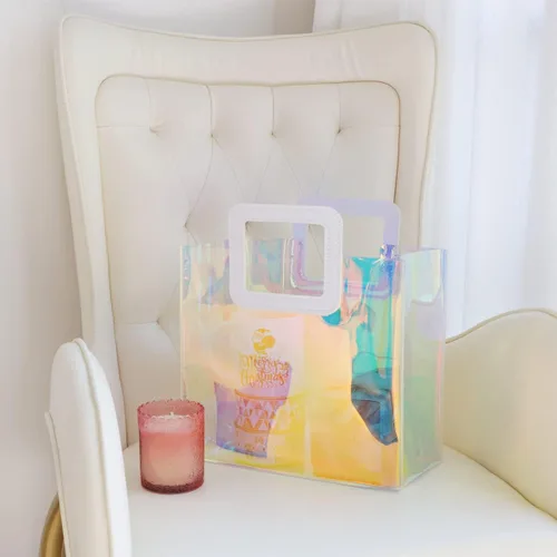 Vista 4 de VUOJUR 2 M 11'' Bolsas de regalo holográficas con papel de seda - Orquídea