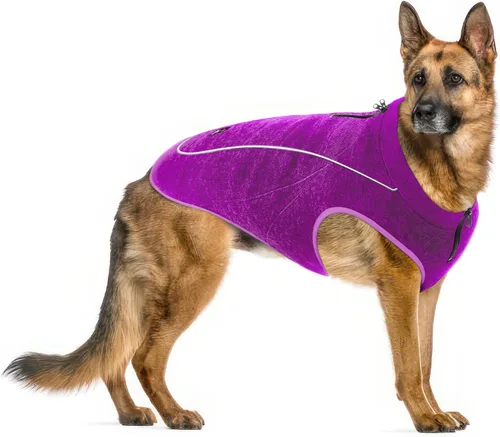 Vista 15 de Suéter de forro polar aislado para perros Chaleco ligero y cálido para perro Puerto con cremallera para arnés Chaqueta de invierno para clima