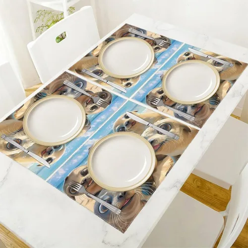 Vista 5 de Sea Lion Snap Placemats Set of 6 Resistant Table Mats Washable Place Mats for Dinner Party Table Decoration