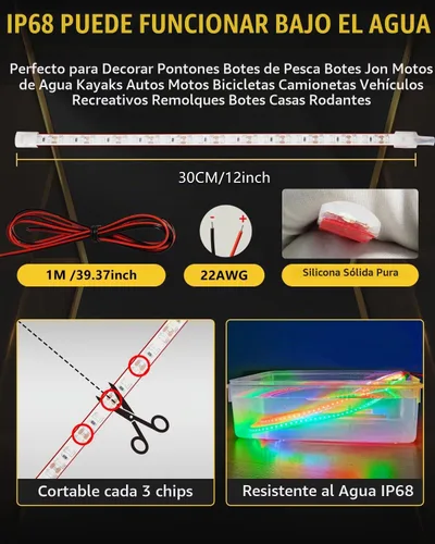 Vista 4 de YM E-Bright 4 piezas de luces de navegación para barco de 12 pulgadas, luces LED marinas de 12 V, luces IP68 impermeables para barcos, pontón, jon 2