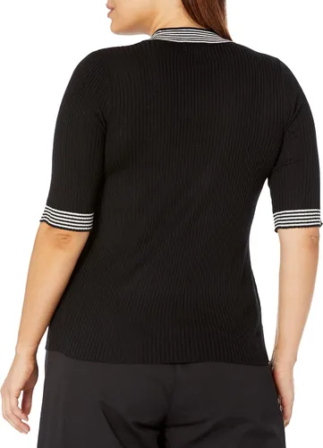 Vista 2 de The Drop Winona Suéter acanalado con cuello alto a rayas para mujer