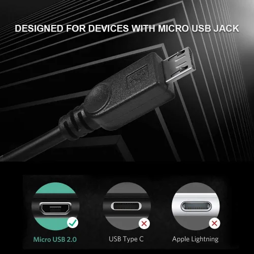 Vista 3 de UCEC Cable de carga doble micro USB Splitter que alimenta hasta dos dispositivos micro USB a la vez desde un solo puerto USB (paquete de 1)