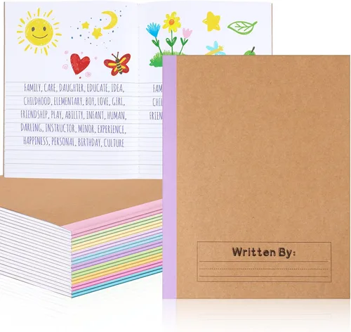 Vista 9 de Henoyso Paquete de 5 cuadernos de composición primaria, 9-3/4 x 7-1/2 pulgadas, diario primario para niños, cuaderno de escritura K-2 para niños