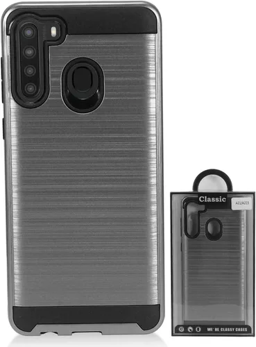 Vista 3 de Para Samsung Galaxy A21 (SM-A215) - Funda de teléfono estilo cepillado - CS3 Gris
