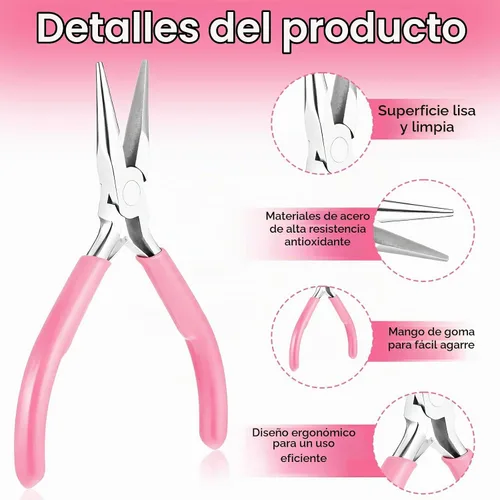 Vista 3 de 2 alicates de nariz de cadena para fabricación de joyas, alicates de punta plana de 4.5 pulgadas, alicates pequeños de precisión para reparación