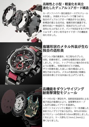 Vista 4 de Casio MTG-B3000BD-1AJF Banda de metal para hombre G-Shock MTG-B3000 Reloj enviado desde Japón lanzado en abril de 2022 Negro liso