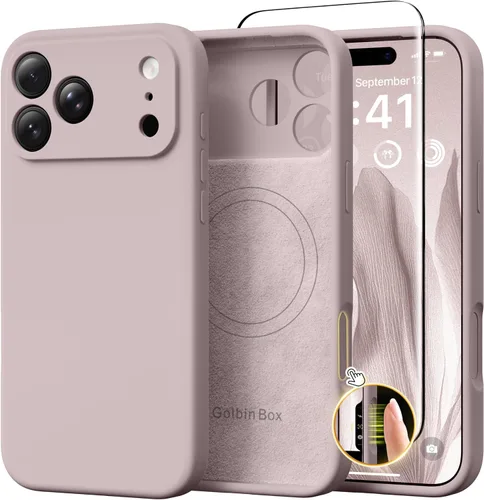 Vista 74 de GolbinBox Funda magnética para iPhone 17, compatible con MagSafe, cubierta de silicona integrada para control de cámara, funda de silicona líquida a