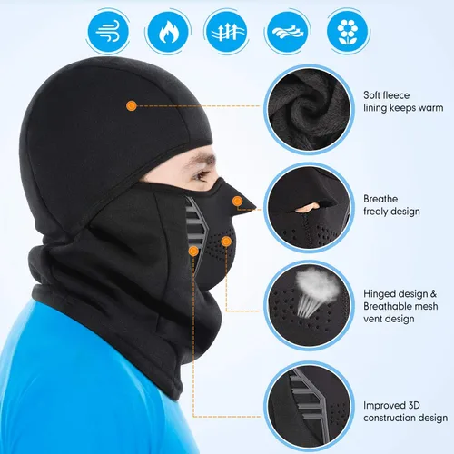 Vista 3 de IRELIA Máscara de esquí de forro polar resistente al viento para invierno pasamontañas para motocicleta máscara térmica