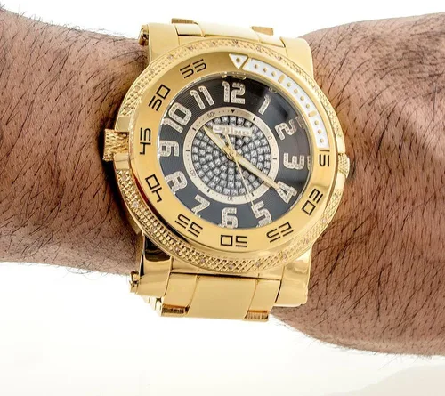 Vista 4 de CANADA MJ-1226. 57.55 MM . REDONDO Reloj de diamantes para hombre. (Amarillo), Amarillo, Cronógrafo