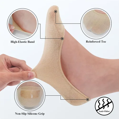 Vista 2 de SIXDAYSOX Calcetines invisibles para mujer, paquete de 4 a 8 unidades, antideslizantes, invisibles, de corte ultra bajo, talla de zapato 5-89-11