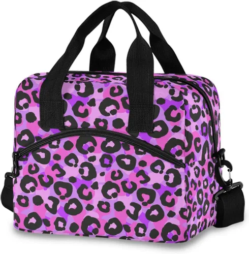 Vista 11 de Lonchera con estampado azteca, lonchera de gran capacidad para hombres y mujeres, bolsa cruzada aislada para el almuerzo reutilizable