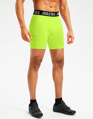 Vista 2 de Bikewa Ropa interior de ciclismo para hombre, con acolchado 3D, con bolsillos laterales