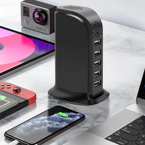Vista 6 de Cámara espía HSKAH con cargador USB, cámara WiFi inalámbrica para niñera, HD 1080P, monitor para mascotas con detección de movimiento