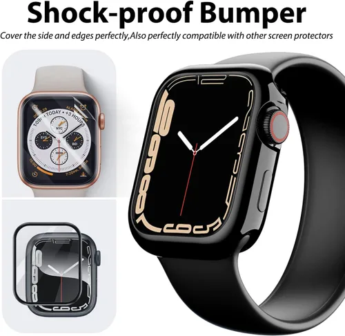 Vista 6 de BO&DQQ - Paquete de 2 fundas protectoras compatibles con Apple Watch de 1.614 pulgadas/1.575 pulgadas, suave, flexible, de grado militar, duradera