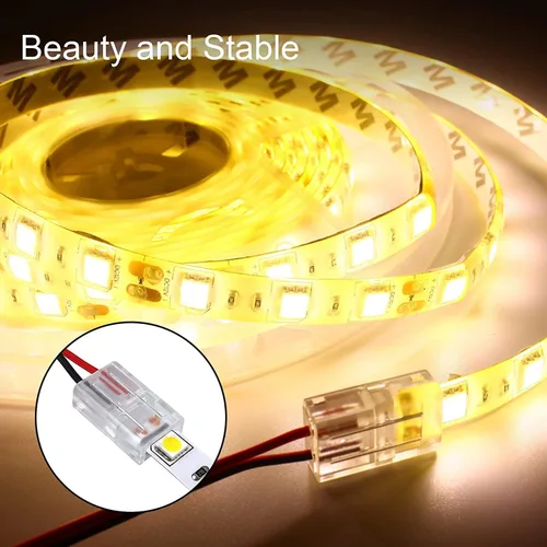 Vista 8 de RGBZONE 10 conectores de tira LED de 2 pines, 0.315 in de ancho, sin cables, sin cables, sin soldadura, conector rápido para tiras de luz LED de un