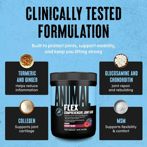 Vista 5 de Animal Flex Powder - Suplemento de apoyo articular para aliviar el dolor, reparar y restaurar músculos con cúrcuma, glucosamina, condroitina, MSM