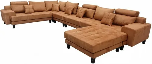 Vista 13 de Stendmar Sofá seccional reversible en forma de L y U, conjunto de sofás modernos de tela de microfibra S150D (gris bicolor/gris oscuro)