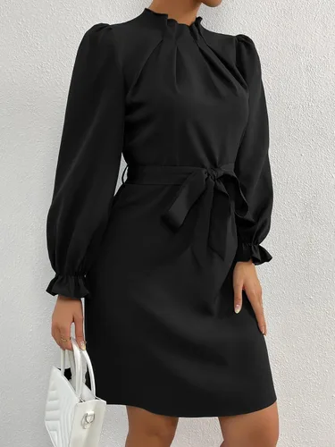 Vista 7 de Floerns Elegante vestido corto ajustado de manga larga con volantes para mujer