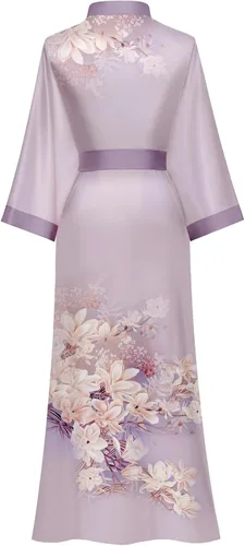Vista 2 de Bata de baño larga de seda para mujer, ropa de dormir con estampado floral, bata de boda, camisón de satén para dama de honor