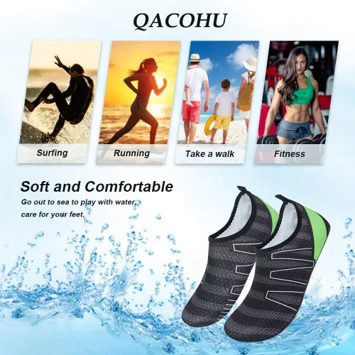 Vista 6 de QACOHU Zapatos de agua para hombre y mujer, zapatos de agua de secado rápido para buceo, surf, natación, playa, yoga