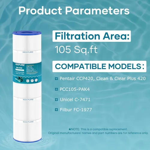 Vista 3 de Cartuchos de filtro de piscina CCP420 compatibles con PCC105, C-7471, 178584, Clean and Clear Plus 420, PCC105-PAK4, 178584, FC-1977, Clean and