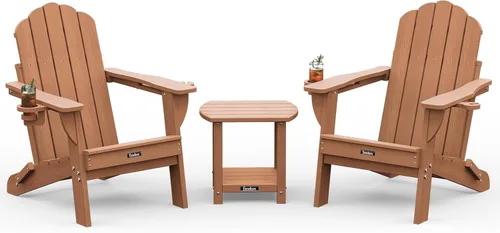 Vista 22 de Silla Adirondack plegable, silla Adirondack de HDPE con 2 soportes para tazas, sillas para fogatas al aire libre de fácil montaje para patio