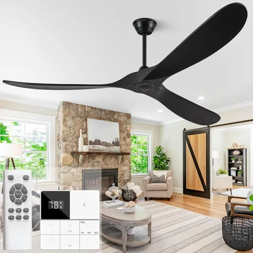 Vista 9 de Eliora Ventiladores de techo de 52 pulgadas sin luces, ventilador de techo de madera sin luz con control remoto, ventilador de techo grande