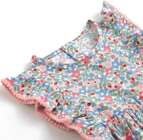 Vista 3 de Simplee kids Baby Infant Girls Cotton Sleeveless Summer Ruffle Romper Outfits 3-24 Months