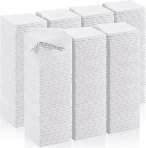 Vista 12 de Oudain 200 piezas de paño de limpieza de microfibra, toallas de microfibra de 40,6x40,6 cm para auto, súper absorbentes, trapos de limpieza