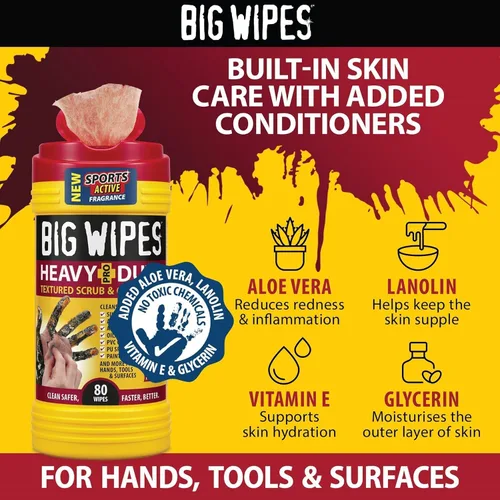 Vista 47 de BIG WIPES Recipiente multisuperficie resistente, paños de limpieza súper absorbentes para manos, superficies y herramientas, recipiente de 80