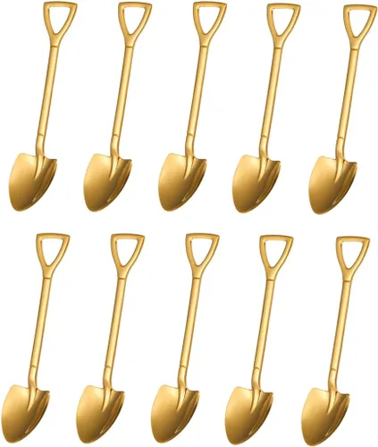Vista 6 de Paquete de 4 cucharas de espresso Demitasse con forma de pala, mini cucharas de espresso de acero inoxidable de 4.7 pulgadas, cucharas pequeñas