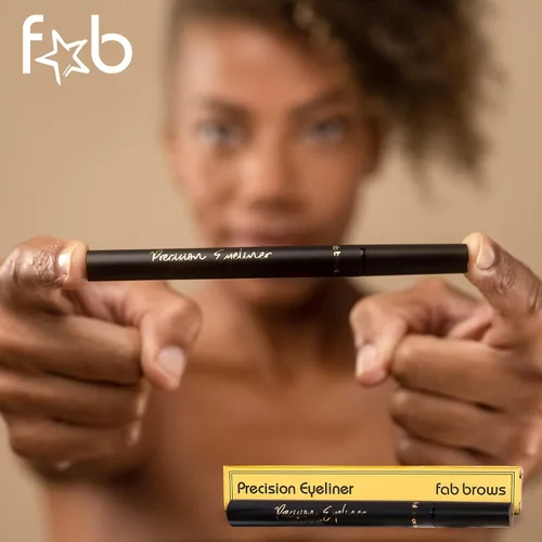 Vista 4 de Fab Brows Delineador líquido de precisión – Delineador líquido con punta de fieltro – Delineador de ojos negro impermeable ricamente pigmentado