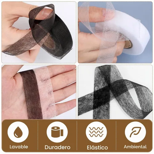 Vista 3 de Outus 2 rollos de cinta de dobladillo de tela adhesiva para planchar sin coser para pantalones cada uno de 1/2 pulgada