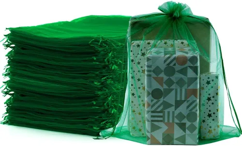 Vista 17 de Meowoo 12 bolsas grandes de organza, bolsas de malla grandes de 12 x 16 pulgadas con cordón, bolsas de regalo de malla con cordón para zapatos