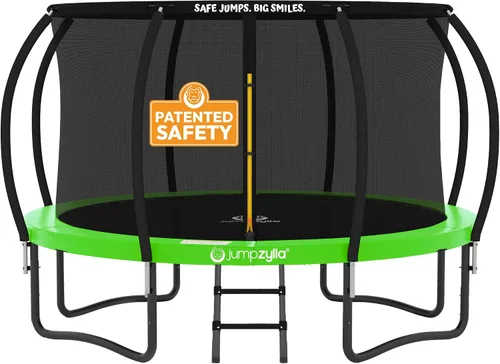 Vista 12 de Jumpzylla - Cama elástica recreativa para niños, con red de seguridad, escalera y revestimiento antioxidante, de 8, 10, 12, 14, 15 y 16 pies