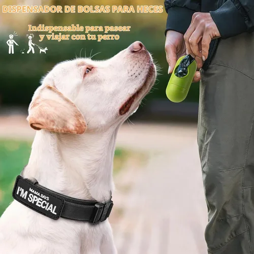 Vista 7 de HYDEME Collar táctico ajustable para perro, collar de nailon de entrenamiento militar con mango de control y hebilla de metal pesado para perros