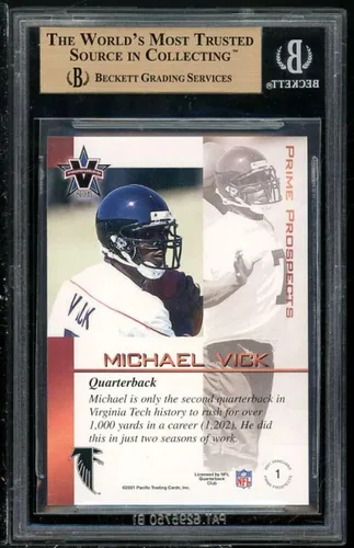 Vista 2 de Michael Vick Rookie 2001 Vanguard Prime Bronze #1 BGS 9.5 (leer la descripción)