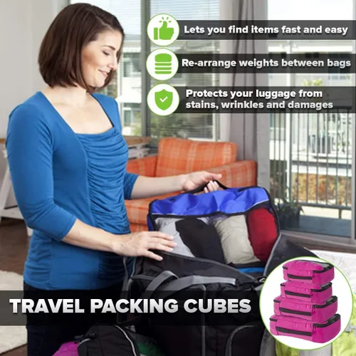 Vista 6 de Bago Cubos de embalaje para maletas y bolsas de viaje juego de 7 bolsas organizadoras de equipaje y maleta cubos de compresión para organizador
