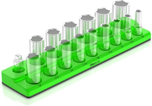 Vista 12 de Olsa Tools - Organizador magnético de llaves de vaso Con accionamiento de 1/4 pulgada Métrico Rojo Con capacidad para 26 llaves de vaso
