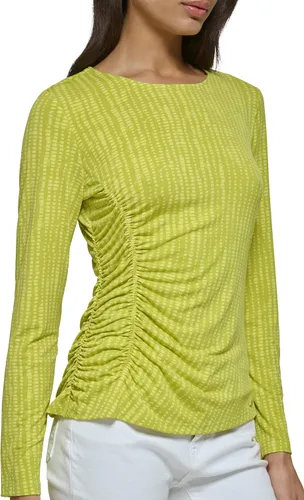 Vista 4 de Calvin Klein Camiseta de manga larga con estampado mate y laterales fruncidos para mujer