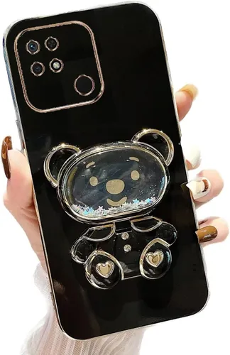 Vista 55 de Miagon Bear - Funda con soporte para espejo para Xiaomi Redmi A1, Quicksand Glitter Electroplated Soft TPU Protector Slim a prueba de golpes