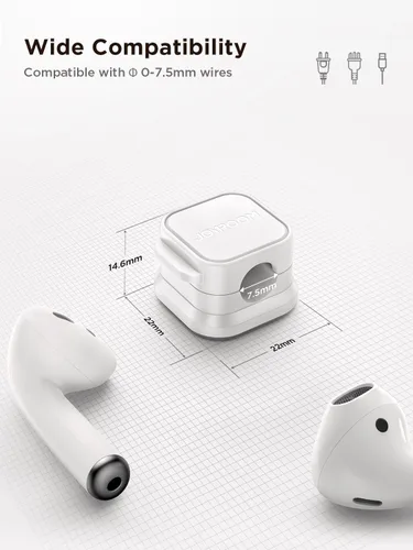 Vista 7 de Paquete de 12 Soportes Magnéticos para Cables, Organizador de Cables Clip para Cable para Gestión de Escritorio, JOYROOM Clip de Cable Ajustable