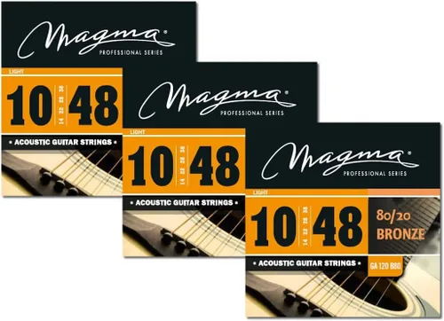 Vista 11 de Magma Cuerdas para guitarra acústica, calibre de luz regular 80/20, juego de bronce.011 - .052 (GA130B80), 1 juego