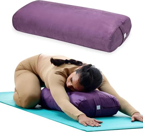 Vista 9 de Almohada Gaiam redonda para yoga, cojín suave para meditación, masaje y soporte de espalda, relleno de algodón transpirable, funda de microfibra