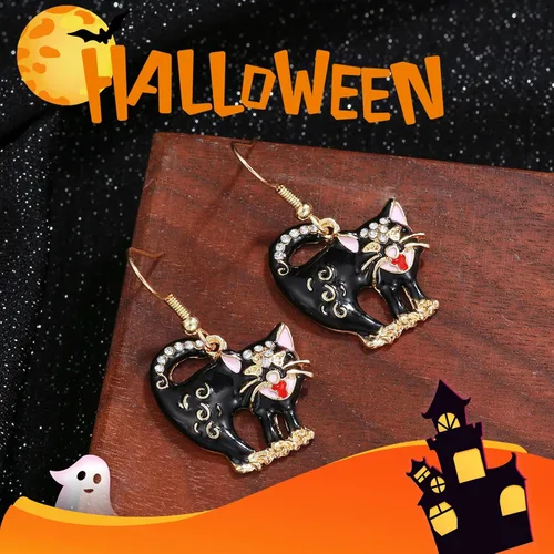 Vista 7 de 2 pares de aretes de Halloween, aretes colgantes de bruja blanca, aretes de fiesta de Halloween, aretes colgantes de gota de Halloween para mujeres