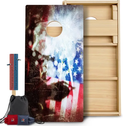 Vista 17 de CornholeGamesUSA Pro - Juego de tablas de Cornhole Fabricado en Estados Unidos Abedul báltico 3/4 Sin rebote Patas triples gruesas Dos 1